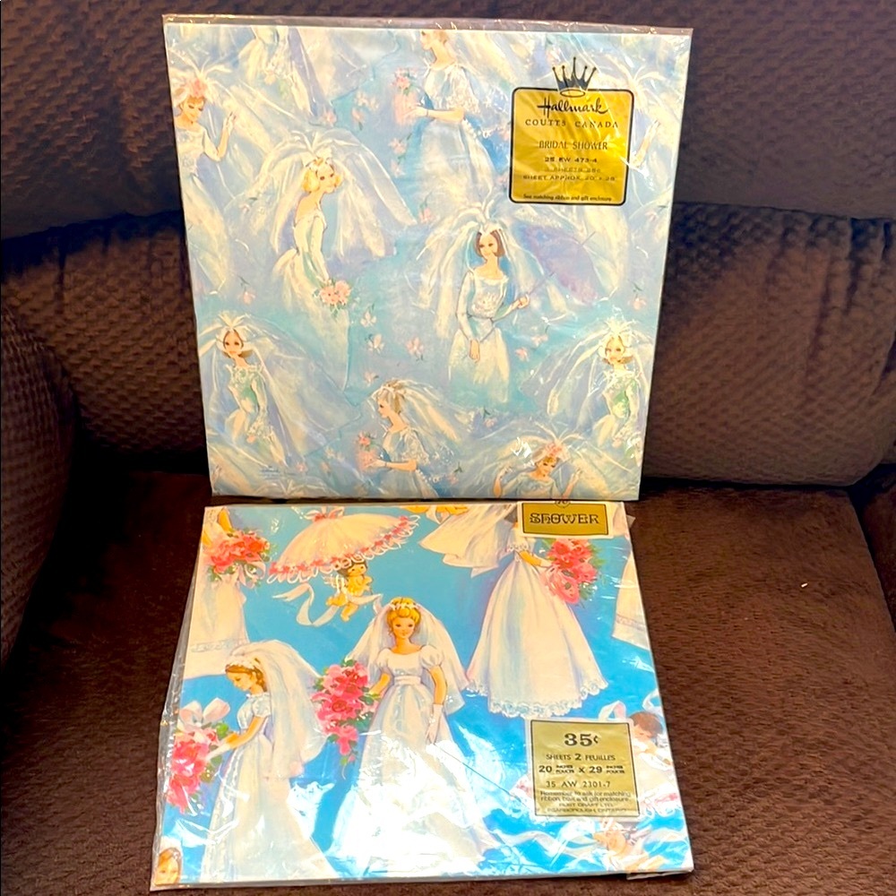 Vintage Bridal Celebration Bridal Shower Wedding Gift Wrap 2 Sheets ea. Bundle